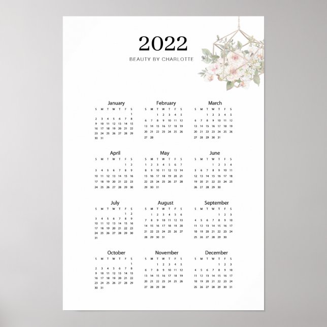 Modernes, blumengeschmücktes Poster 2022 (Vorne)