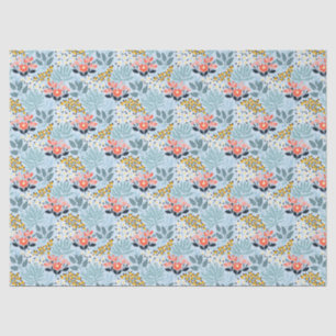 Modernes Blumengestein auf blau Seidenpapier