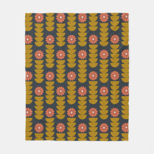 Modernes, blumengoldenes Marinemuster aus dem Mitt Fleecedecke