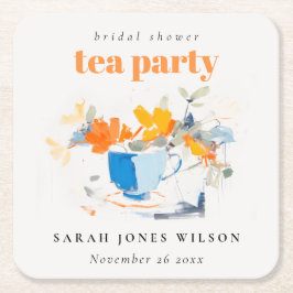 Modernes Blumenkohl-Brautparty Teezeremonie auf Ho Rechteckiger Pappuntersetzer