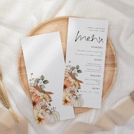Modernes Blumenkürbis-Hochzeitsmenü Menükarte