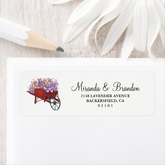 Modernes Blumenlavender Wedding Address Label (Insitu)
