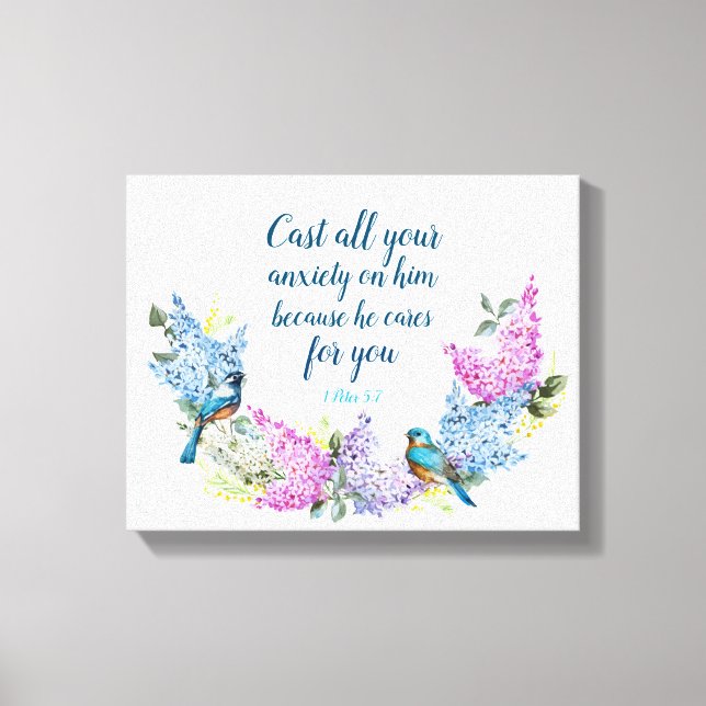 Modernes Blumenmuster 1 Peter 5:7 Imitate Canvas P Leinwanddruck (Vorderseite)