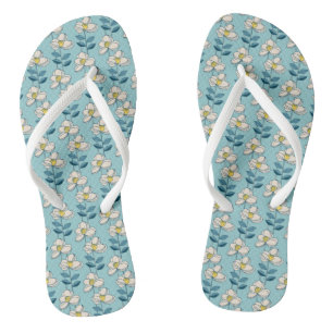 Modernes Blumenmuster aus dem Mittelalter Flip Flops