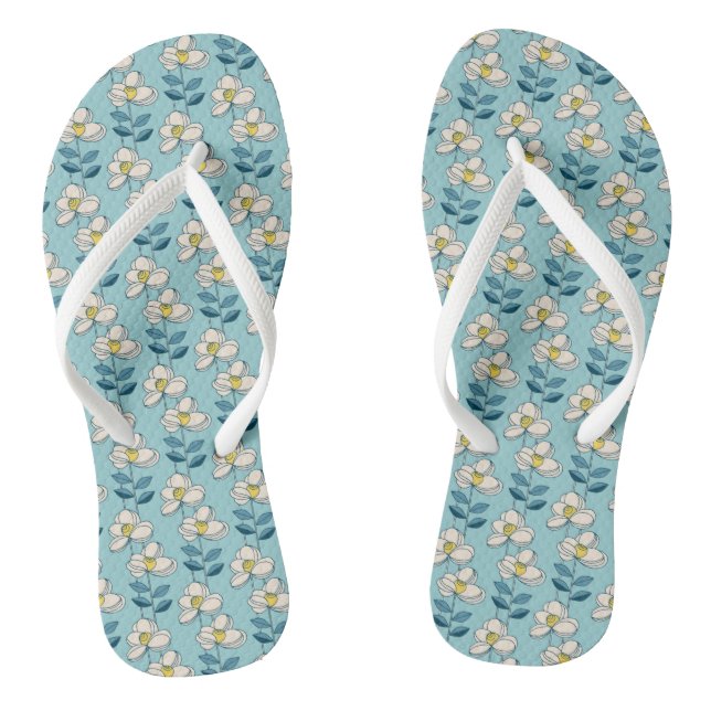 Modernes Blumenmuster aus dem Mittelalter Flip Flops (Fußbett)