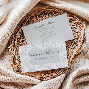 Modernes Blumenmuster Chic Grau  Visitenkarte