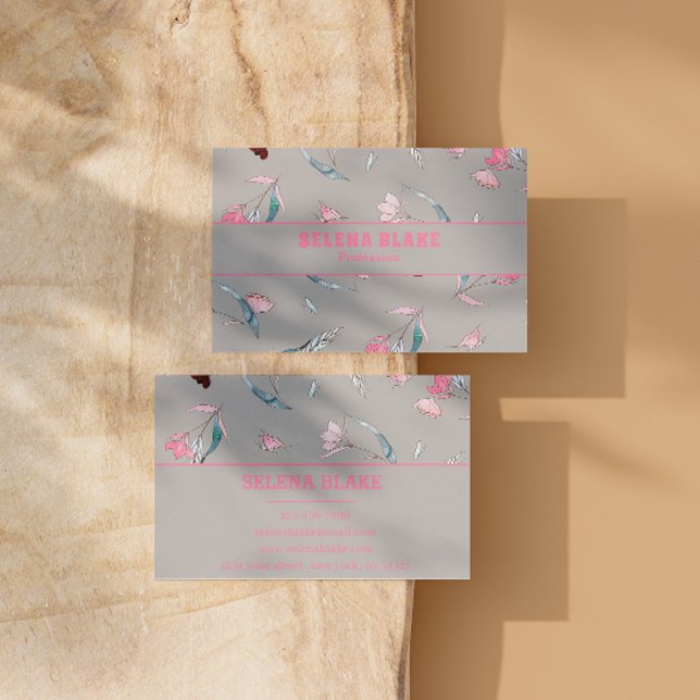 Modernes Blumenmuster | Elegant und Beruflich Visitenkarte (Von Creator hochgeladen)