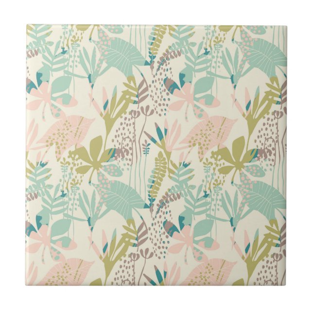 Modernes Blumenmuster Fliese (Vorderseite)