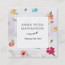 *~* modernes Blumenmuster-Lavendel-Aquarell Quadratische Visitenkarte