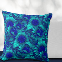 Modernes Blumenmuster Türkis und Blau