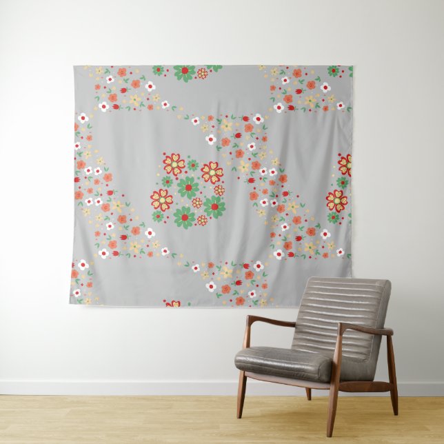 Modernes Blumenmuster Wandteppich (Beispiel (Horizontal))