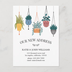 Modernes BlumenPflanzen-neues Zuhause-bewegliche Ankündigungspostkarte