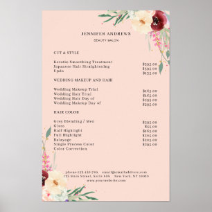 Modernes Blumenpreisliste-Poster Poster