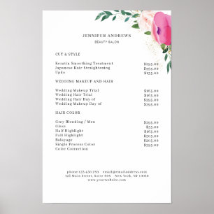 Modernes Blumenpreisliste-Poster Poster