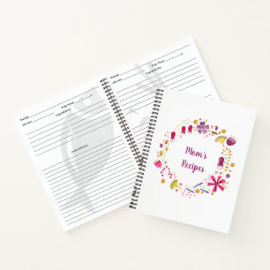 Modernes Blumenrezept für Wasserfarben Notizbuch