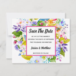 Modernes Blumenrosa Save the Date Einladung