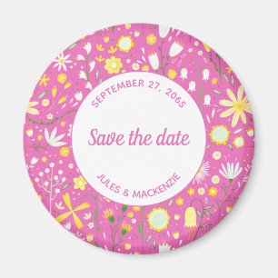 Modernes Blumenrosa Save the Date Magnet