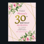 Modernes Blumenrosa und Gold 30. Geburtstag Einladung<br><div class="desc">Rosa und Gold 30. Geburtstag Einladung zum Feiern des Meilenstein Geburtstags. Elegante Aquarell-Blumentypografie und Gold-Glitzer verleihen eine stilvolle und einzigartige Touch. Personalisieren Sie die Party-Details.</div>