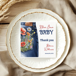 Modernes Blumenrot Denim Blue Jean Baby Dusche Serviette