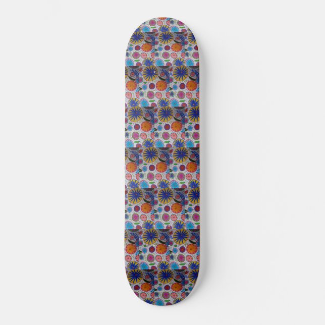Modernes Blumenskateboard Skateboard (Vorderseite)