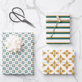 Modernes Blumenwald-Grünbuch-Set Geschenkpapier Set
