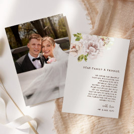 Modernes Blumenwasser Elfenbein Hochzeitscreme-Fot Dankeskarte