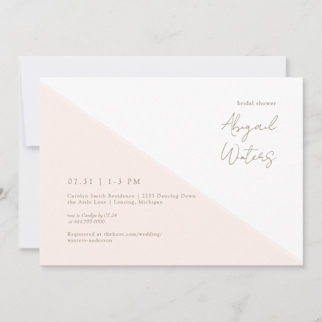 Modernes Blush-Brautparty Einladung (Vorderseite)