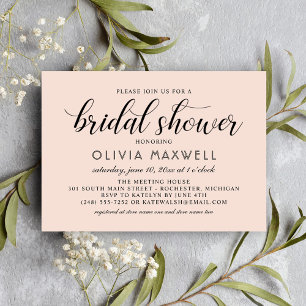 Modernes Blush-Brautparty und Black Wedding Einladung