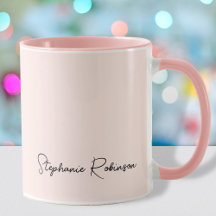 Modernes Blush Pink Monogram Name Signature Script