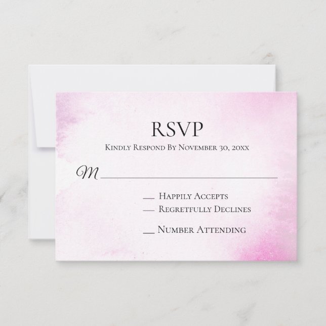 *~* Modernes Blush Pink Watercolor Wedding RSVP Karte (Vorderseite)