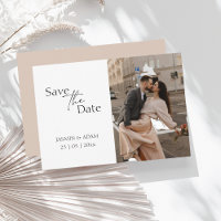 Modernes Blush-Script-Foto Hochzeit speichern Sie