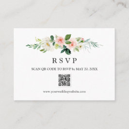 Modernes Blush Wedding RSVP QR CODE WEDING Visitenkarte