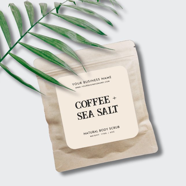 Modernes Body-Peeling mit elegantem beigefarbenem  Quadratischer Aufkleber (Von Creator hochgeladen)