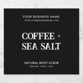 Modernes Body-Peeling mit elegantem schwarzen Prod Alkoholflaschenetikett