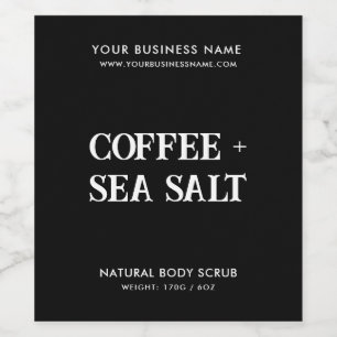 Modernes Body-Peeling mit elegantem schwarzen Prod Weinetikett