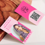 Modernes Bogen-Make-up Rosa Foto qr-Logo Visitenkarte<br><div class="desc">Modernes Boho Boho rosa rosa und bight pink Foto qr Logo-Make-up Foto ,  fügen Sie Ihr Business-Foto. Fügen Sie Ihre sozialen Medien hinzu. Mit einem kühlen Schriftart,  alle Farben sind editierbar,  fügen Sie Ihr Logo.</div>