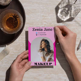 Modernes Bogen-Make-up Rosa Foto qr-Logo Visitenkarte