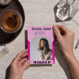 Modernes Bogen-Make-up Rosa Foto qr-Logo Visitenkarte