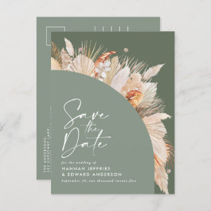 Modernes Bohemisches Foto Grüne Pampas Grass Anno Ankündigungspostkarte