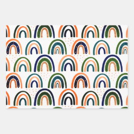 Modernes Bohemisches Nordic Bird- und Regenbogenmu Geschenkpapier Set