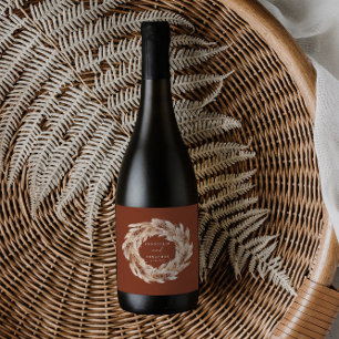 Modernes bohemisches Pampasgras botanischer elegan Weinetikett