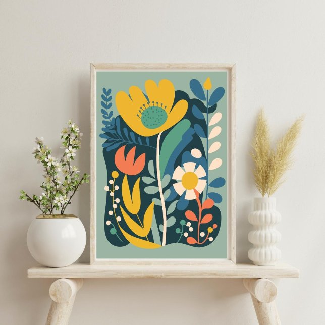 Modernes Boho Abstrakt Botanisches Blume Poster (Von Creator hochgeladen)