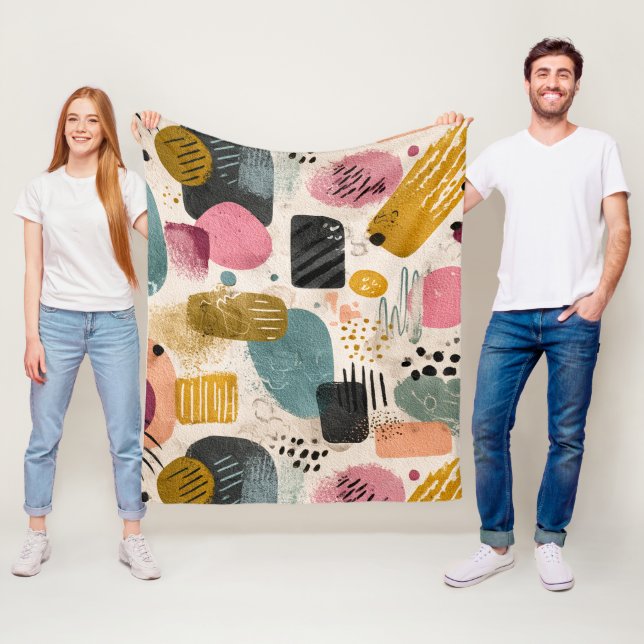 Modernes Boho Abstraktes Muster | Textil farblich Fleecedecke (Beispiel)