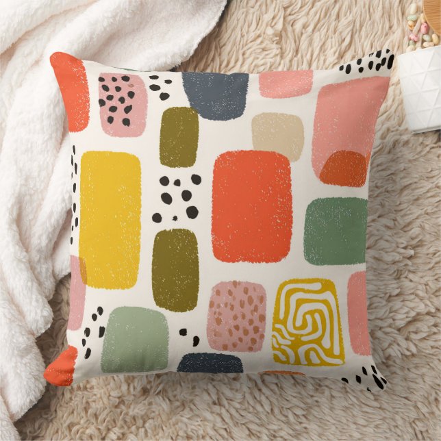 Modernes Boho Abstraktes Wasserfarbmuster | Bunt Kissen (Decke)