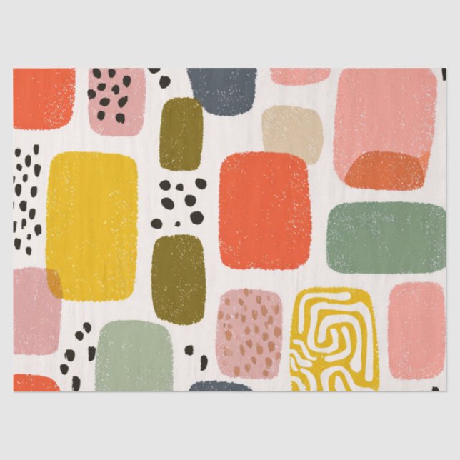 Modernes Boho Abstraktes Wasserfarbmuster | Bunt Seidenpapier (Vorderseite)