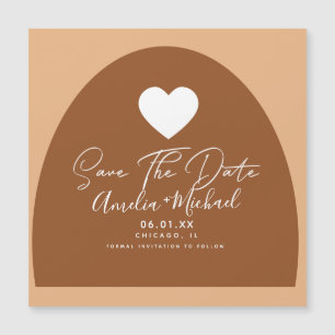 Modernes Boho Arch Bio Form Herz Save the Date Magnetkarte