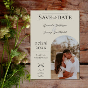 Modernes Boho Arch-Foto Beige Save the Date