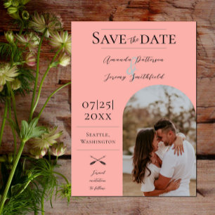Modernes Boho Arch-Foto Koralle Save the Date