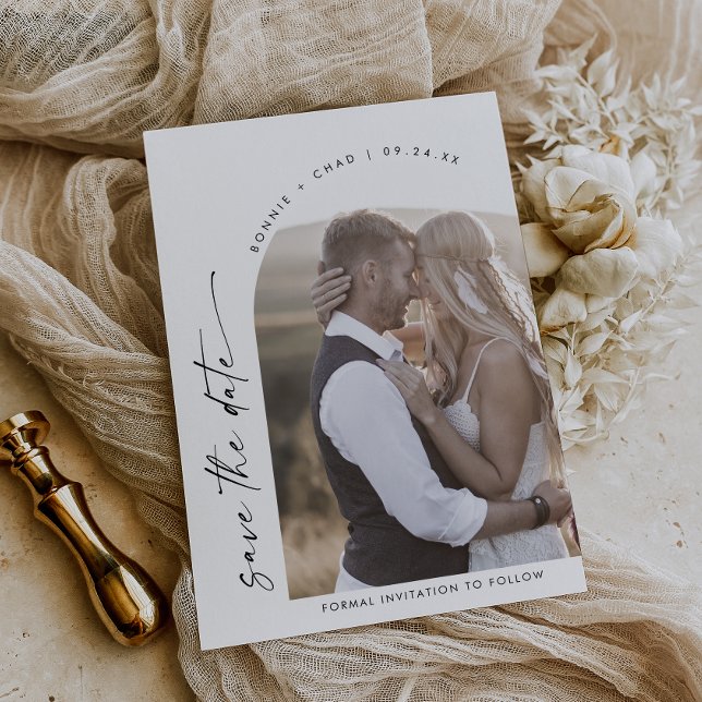 Modernes Boho Arch-Foto Save The Date (Von Creator hochgeladen)