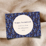 Modernes Boho Blue Hanukkah Botanische Custom Blan Feiertagskarte<br><div class="desc">Diese gefaltete leere hanukkah-Urlaubskarte zeichnet sich durch ein modernes botanisches Design in marineblau und gelb aus und hat einen editierbaren persönlichen Gruß.</div>